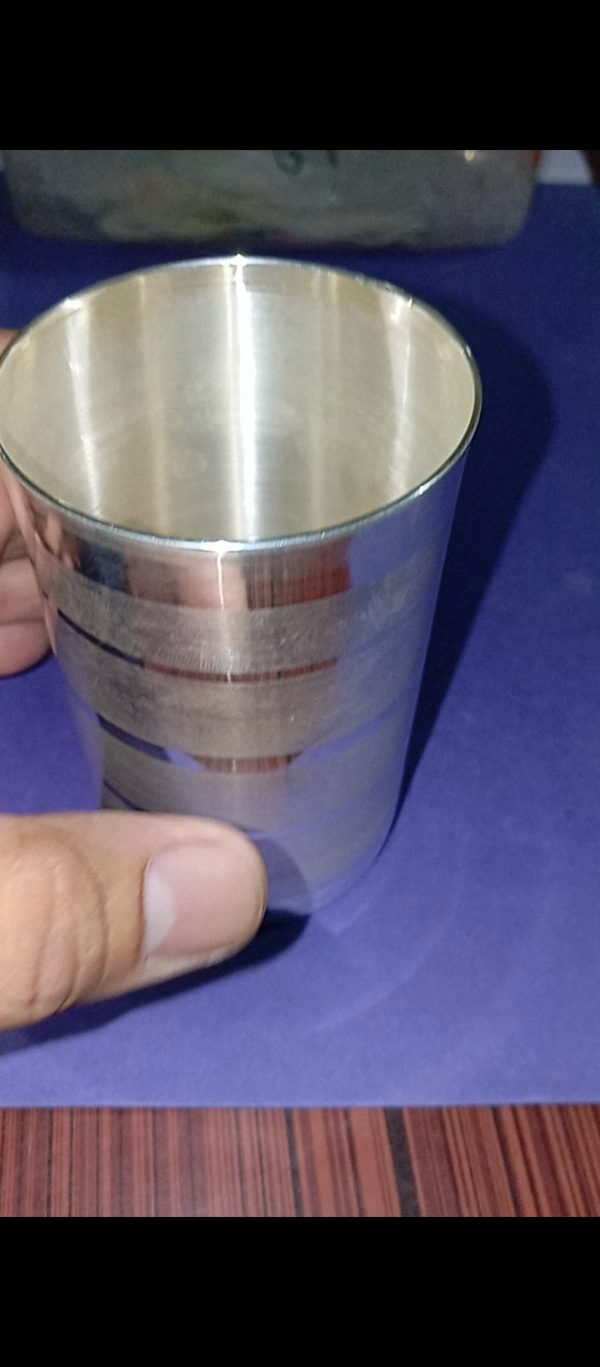 50 ग्राम शुद्ध चांदी का गिलास ll 99.50% Hallmark ll 100 ml पानी की मात्रा लगभग - Image 2